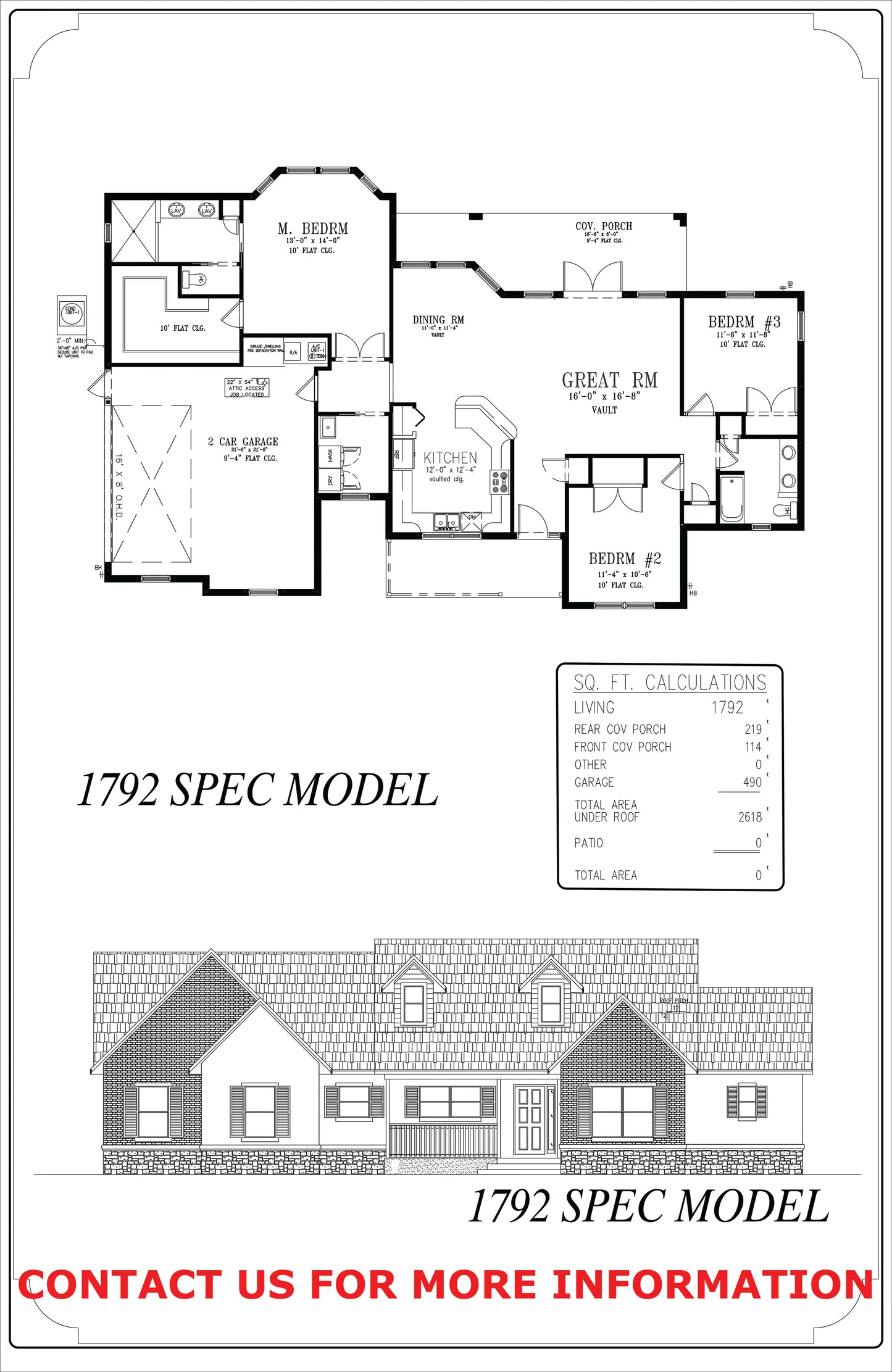 1792 Square Foot Spec